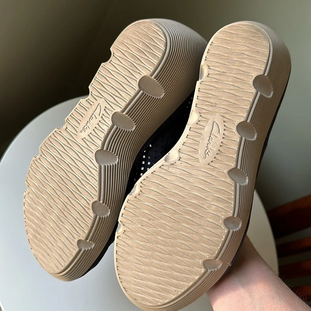 Clarks Artisan Clarene Award Blue Nubuck Slingback Wedge Sandals